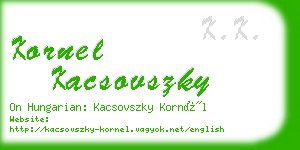 kornel kacsovszky business card